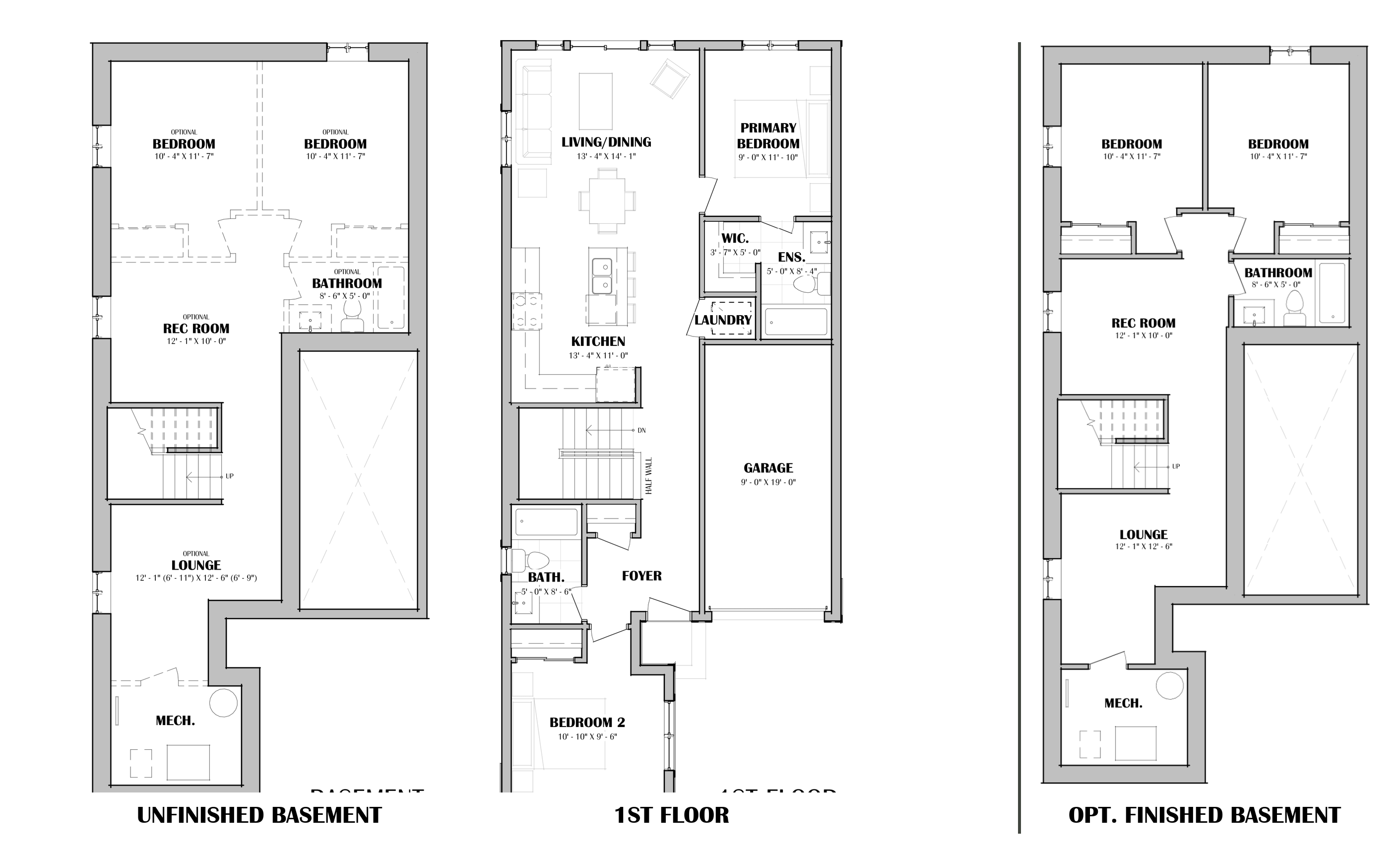 Birch basement and first-floor plan drawing.