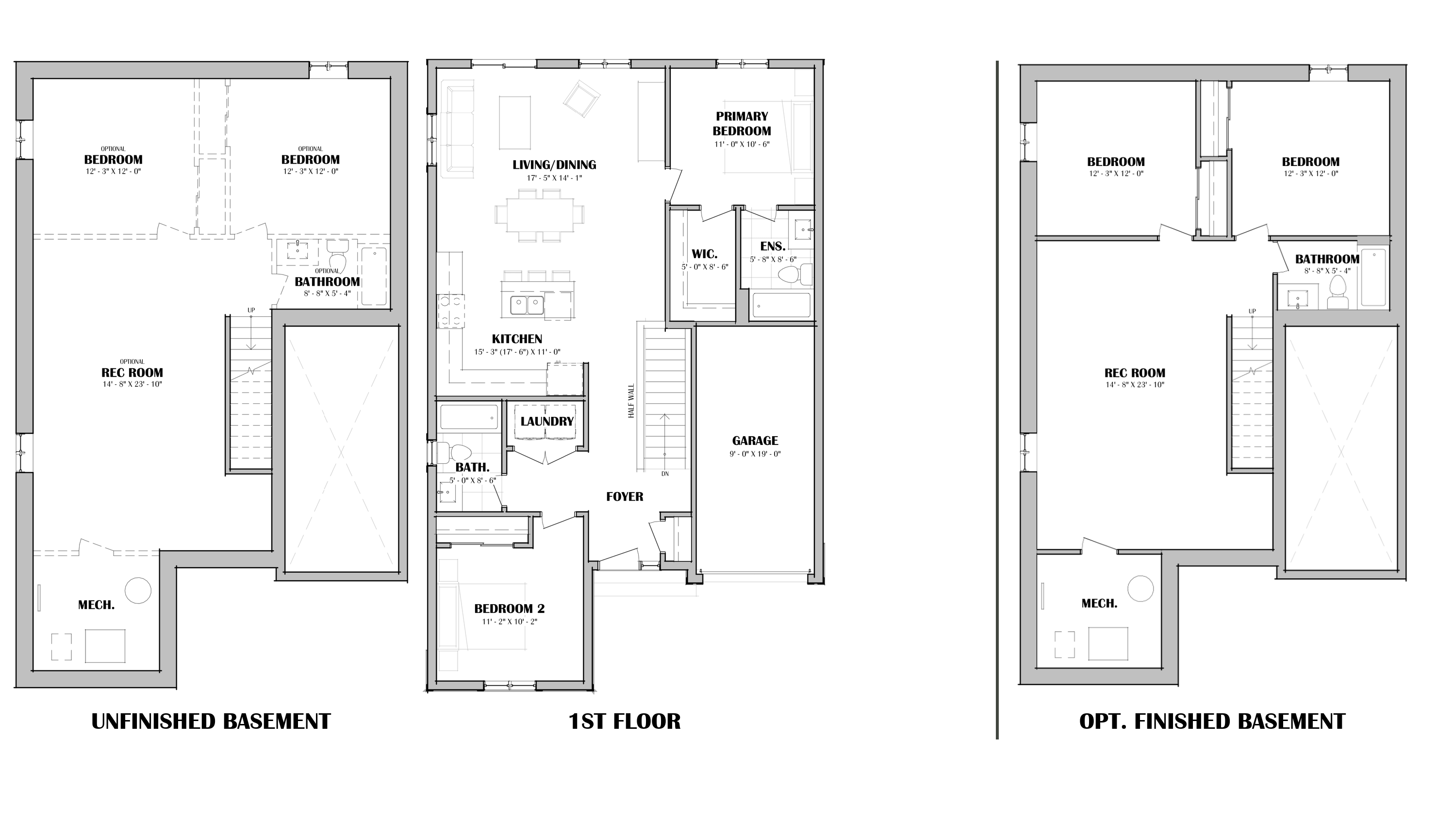 Chestnut basement and first-floor plan drawing.